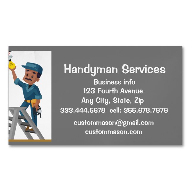 Tarjeta De Visita Magnética Reparación de servicios de Handyman para personali (Anverso)