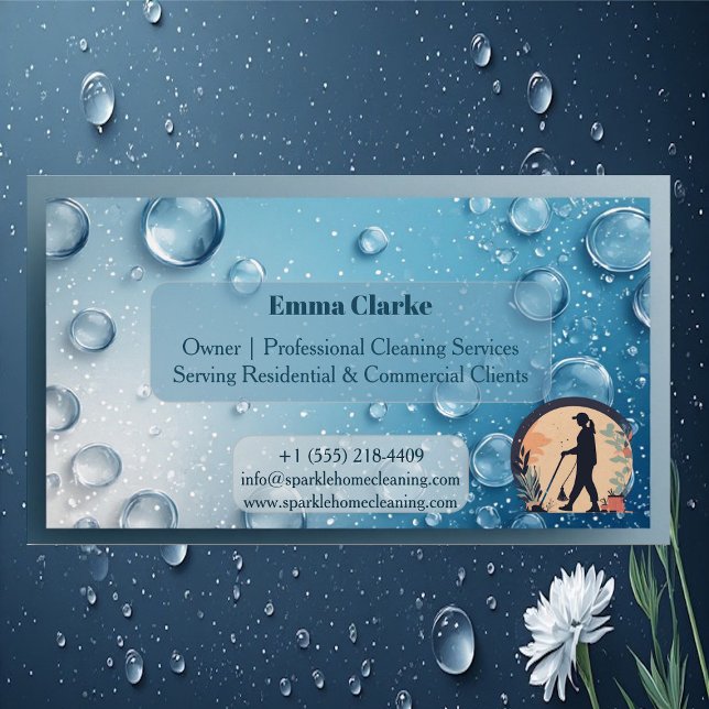 Tarjeta De Visita Magnética Residential & Commercial Cleaning Water Droplets   (Residential & Commercial Cleaning Water Droplets Business Card Magnet)