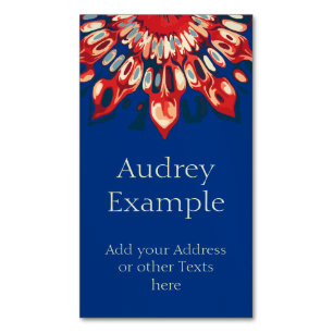 Tarjeta De Visita Magnética Resumen SUN FLOWER - azul rojo + tu trasero.