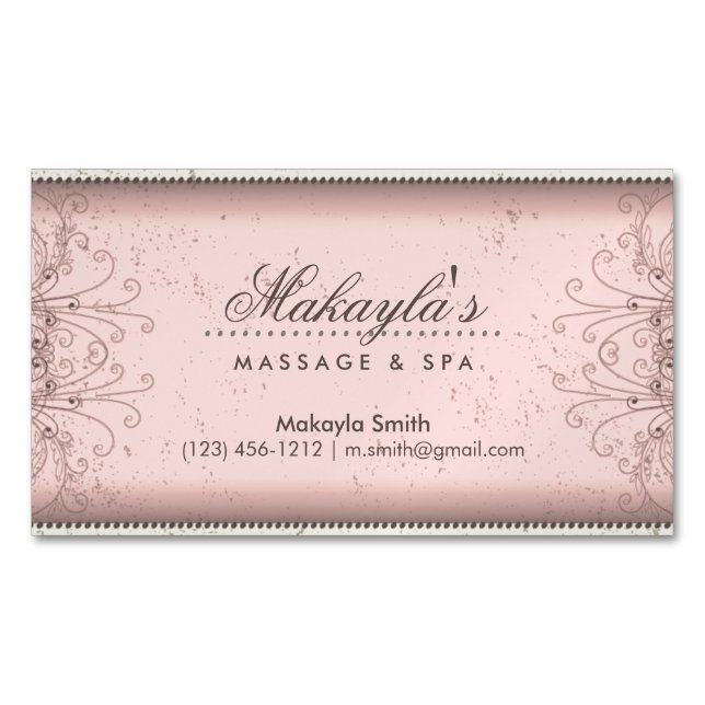 Tarjeta De Visita Magnética Retro con clase moderno elegante del damasco del (Anverso)