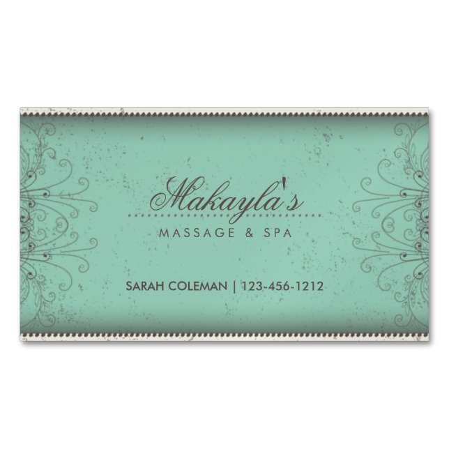 Tarjeta De Visita Magnética Retro con clase moderno elegante del damasco del (Anverso)