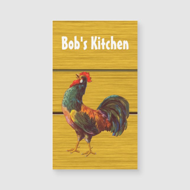 Tarjeta de visita magnética Retro Rooster Personal (Anverso)