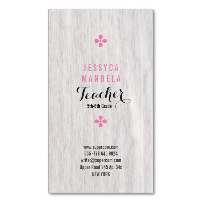 Tarjeta De Visita Magnética Roble blanco, magnético (Frente vertical)