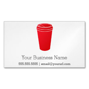 Tarjeta De Visita Magnética Rojo de la taza de café (Togo de papel)