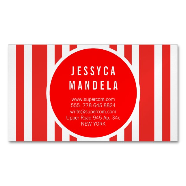 Tarjeta De Visita Magnética Rojo moderno (Anverso)