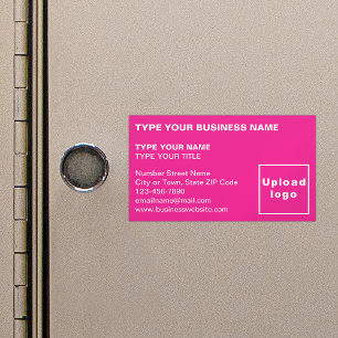 Tarjeta de visita magnética rosa alineada a la izq