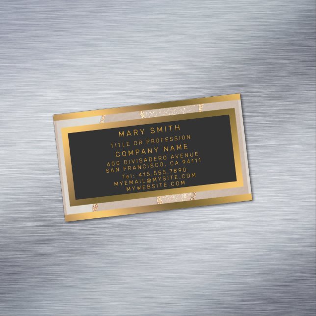 Tarjeta De Visita Magnética Rosa Gold Purpurina de lujo (In Situ)