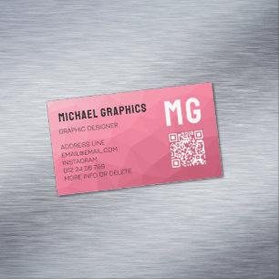 Tarjeta De Visita Magnética Rosa gradiente rosa patrón de malla geométrica cód