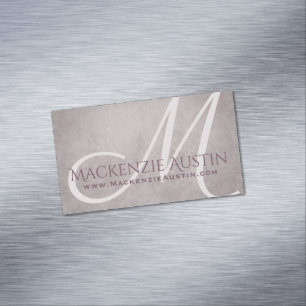 Tarjeta De Visita Magnética Rosa Quartz Matte   Monograma rosado Dusty Mauve