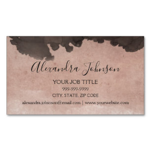 Tarjeta De Visita Magnética Rosa   Rosa Gold Watercolor Elegante