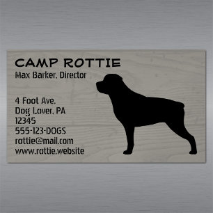 Tarjeta De Visita Magnética Rottweiler Mascota Dog Silhouette   Rústica Rottie