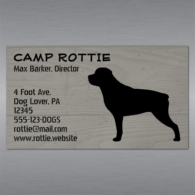 Tarjeta De Visita Magnética Rottweiler Mascota Dog Silhouette | Rústica Rottie (Subido por el creador)