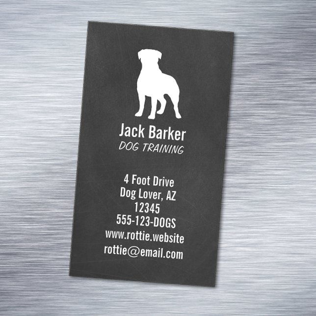 Tarjeta De Visita Magnética Rottweiler Silhouette Chalkboard Style Vertical (Subido por el creador)