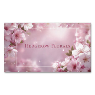 Tarjeta De Visita Magnética Rubor de Flor Rosa Etérea de Cerezo Romántico Flor