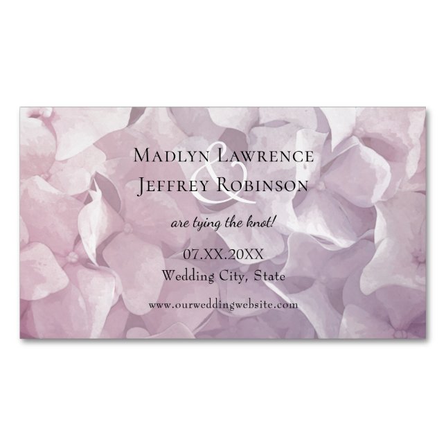 Tarjeta De Visita Magnética Rubor Pink Purple Hydrangea floral guardar la fech (Anverso)