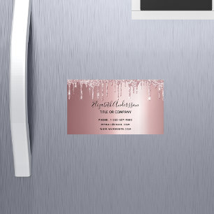 Tarjeta De Visita Magnética Rubor purpurina rosa metálico elegante negocio