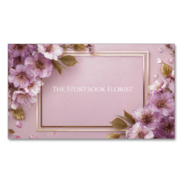 Tarjeta De Visita Magnética Sakura de lujo y púrpura rosa de hoja de oro