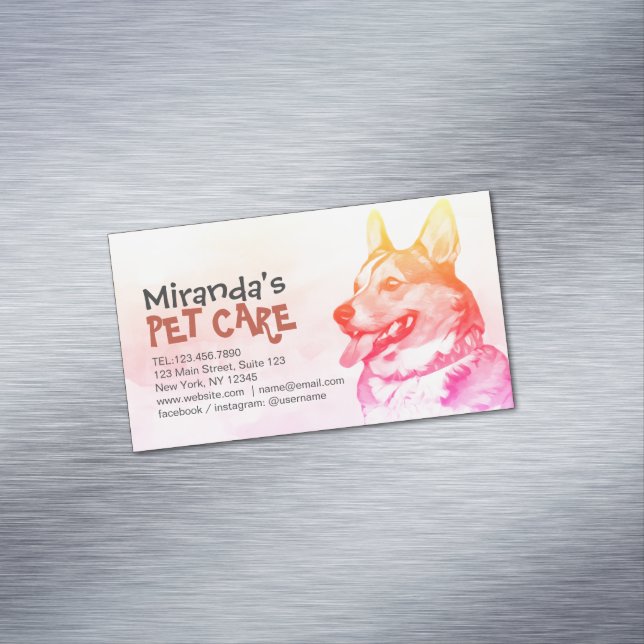 Tarjeta De Visita Magnética Salón de belleza de Mascota de baño con mascotas (In Situ)
