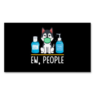 Tarjeta De Visita Magnética Sanitizer Funny Sanitizer, mascara de perro Husky 