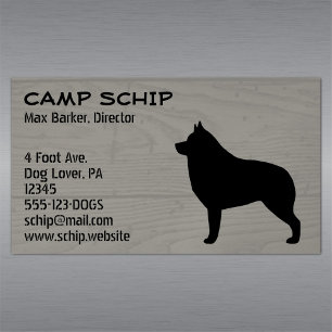 Tarjeta De Visita Magnética Schipperke Dog Silhouette Faux Wood Grain