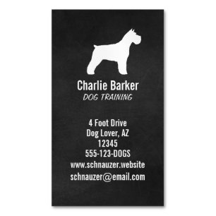 Tarjeta De Visita Magnética Schnauzer Dog Silhouette Chalkboard Style Vertical