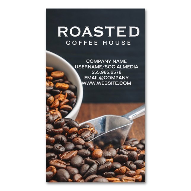 Tarjeta De Visita Magnética Scoop of Coffee Beans (Frente vertical)