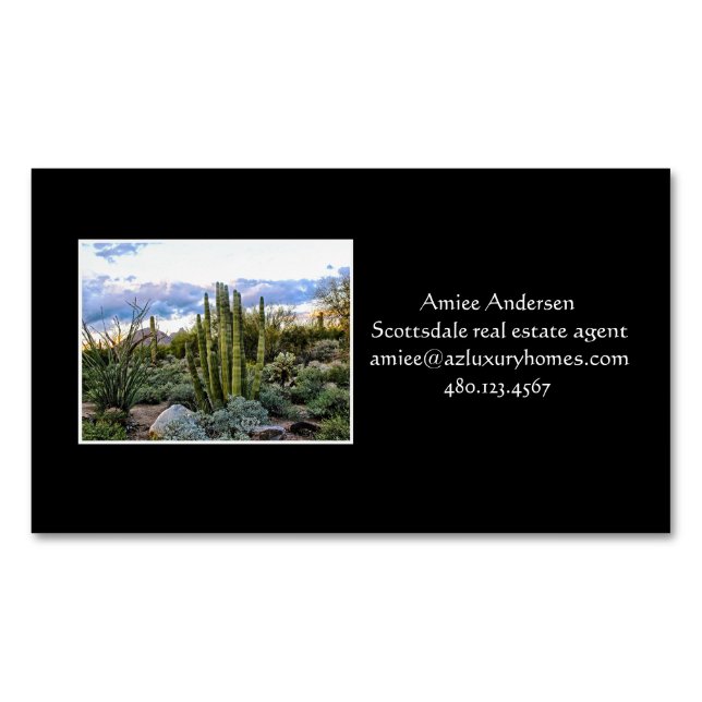 Tarjeta De Visita Magnética Scottsdale Succulent Sunset (Anverso)