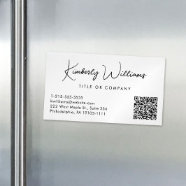 Tarjeta De Visita Magnética Script mínimo QR Code Professional