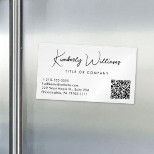 Tarjeta De Visita Magnética Script mínimo QR Code Professional