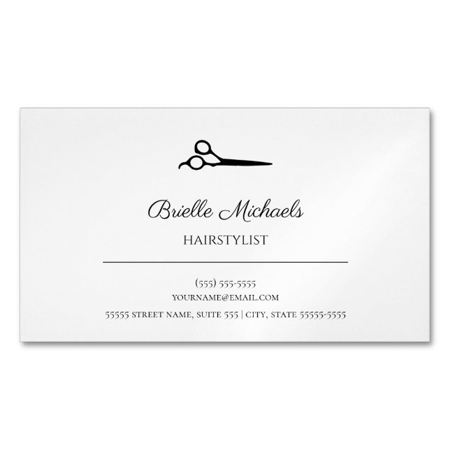 Tarjeta De Visita Magnética Sencilla y moderna Haircitting Scissors Hair Styli (Anverso)