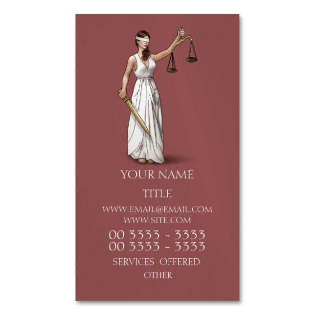 Tarjeta De Visita Magnética Señora Justice - Marsala (Frente vertical)