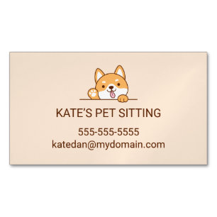 Tarjeta De Visita Magnética Servicio de asiento de Mascota de perro chiba inu 