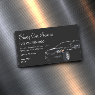 Tarjeta De Visita Magnética Servicio De Coche Clásico O Controlador De Uber