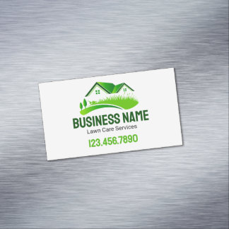Tarjeta De Visita Magnética Servicio de Corte de Césped Verde Blanco