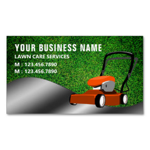 Tarjeta De Visita Magnética Servicio de Jardinería Cortadora de Césped Orange 