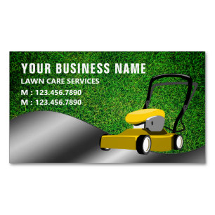 Tarjeta De Visita Magnética Servicio de jardinería de cortacésped amarillo cor