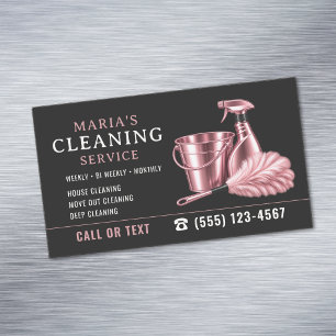 Tarjeta De Visita Magnética Servicio de limpieza de casa Pink Maid