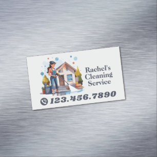 Tarjeta De Visita Magnética Servicio de limpieza de casas modernas ama de llav