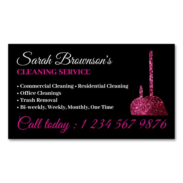 Tarjeta De Visita Magnética Servicio de limpieza de suministros de conserjería (Anverso)