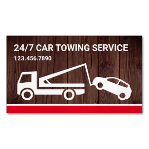 Tarjeta De Visita Magnética Servicio de Remolque de Autos de Madera Rústica Ca