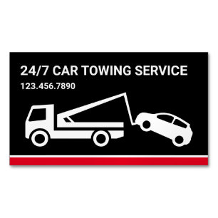 Tarjeta De Visita Magnética Servicio de Remolque de Autos Negros Camión de Rem