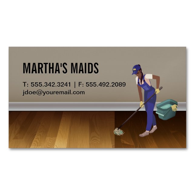 Tarjeta De Visita Magnética Servicio Maid | Suelos de madera dura (Anverso)