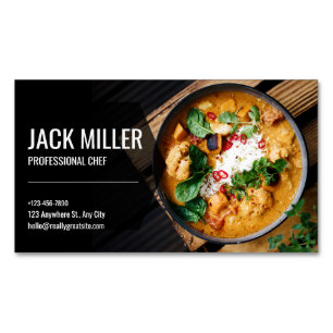 Tarjeta De Visita Magnética Servicios de Chef Personal Elegante Profesional