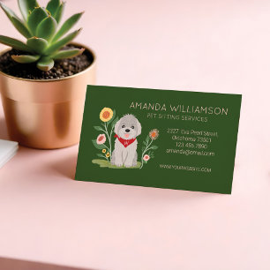 Tarjeta De Visita Magnética Servicios de cuidado de mascotas con caniche malté