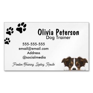 Tarjeta De Visita Magnética Servicios de Entrenador de Perros Minimalista Pers
