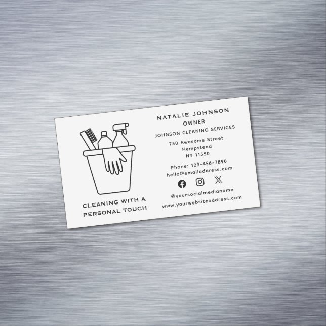 Tarjeta De Visita Magnética Servicios de limpieza de casas Medios sociales Jan (In Situ)