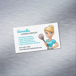 Tarjeta De Visita Magnética Servicios de limpieza de empleados domésticos
