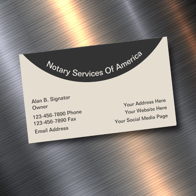Tarjeta De Visita Magnética Servicios notariales modernos (Notary Business Cards)