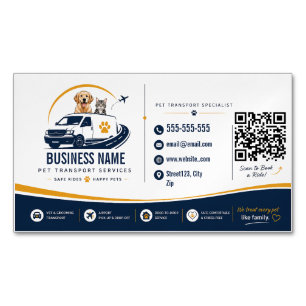 Tarjeta De Visita Magnética Servicios Personalizados de Transporte de Mascotas