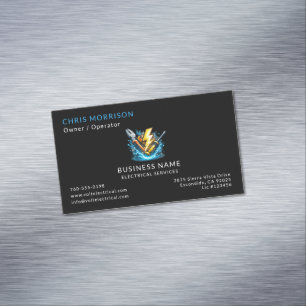 Tarjeta De Visita Magnética Servicios Profesionales de Electricista Negro